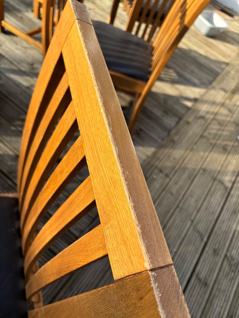 4 Solid Oak Dining Chairs