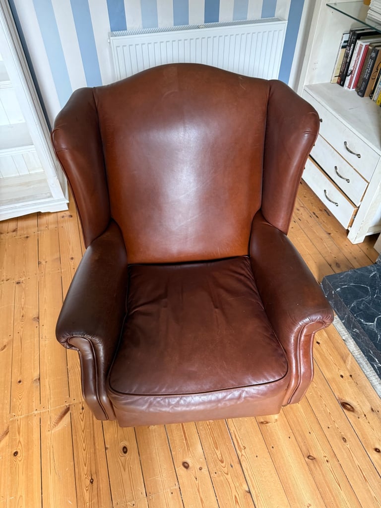 Laura Ashley Southwold leather reclining armchair in Mahogany