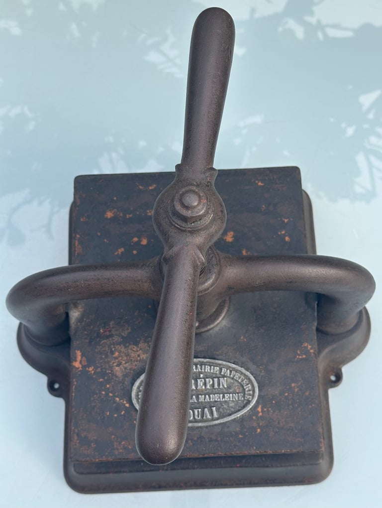 ANTIQUE FRENCH CAST IRON BOOK PRESS, NOTAIRE COPY BINDING PRESS - L CREPIN DOUAI, 1900s - WILL POST!