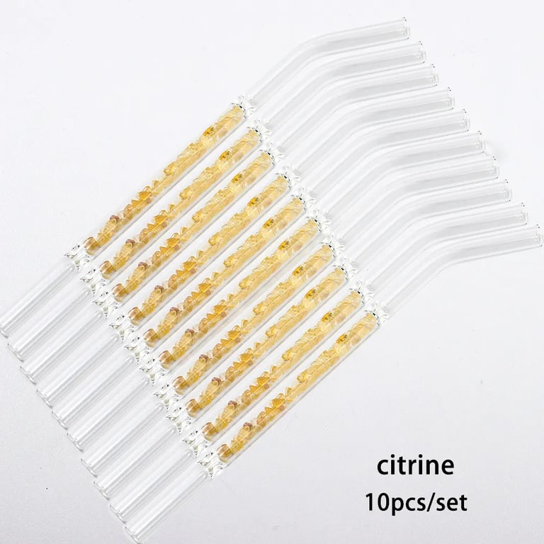 Glass Straws Natural Crystal Stones Luxury 10 Pieces Set