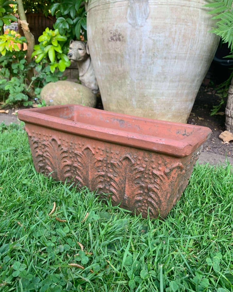 Italian terracotta, decorative plant pot oblong 