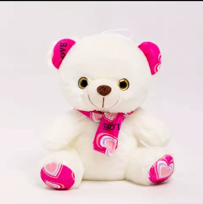 image for White and pink love teddy