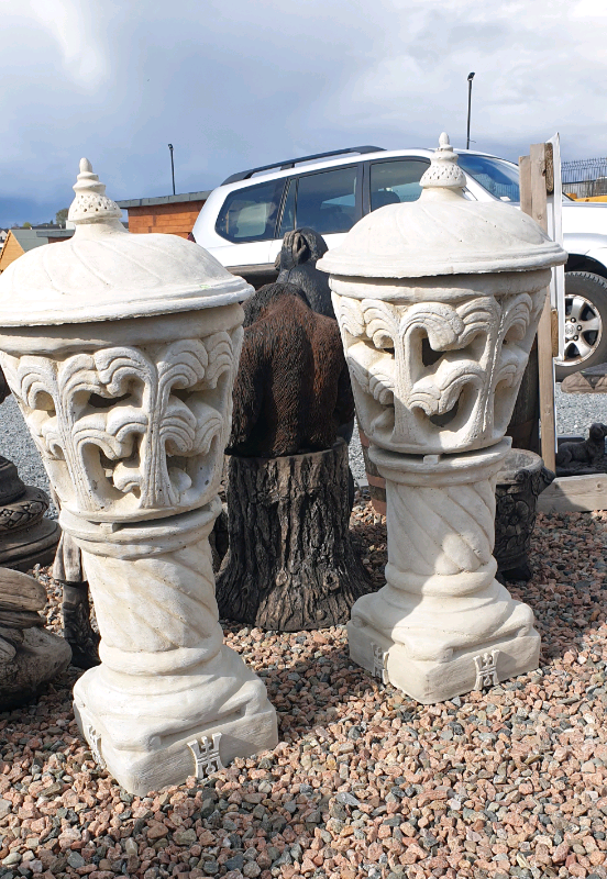Large stone garden lantern pots urns and planters 