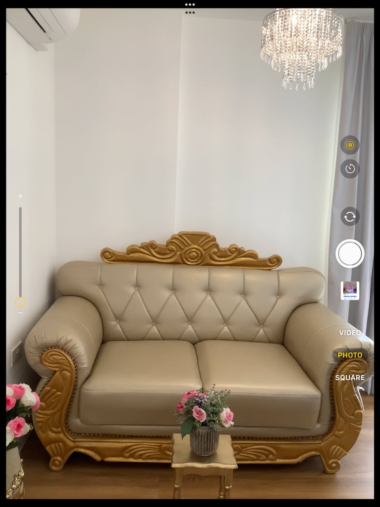 image for Stunning sofa Gold colour leather RRP over £2500 now £750 bargain 
