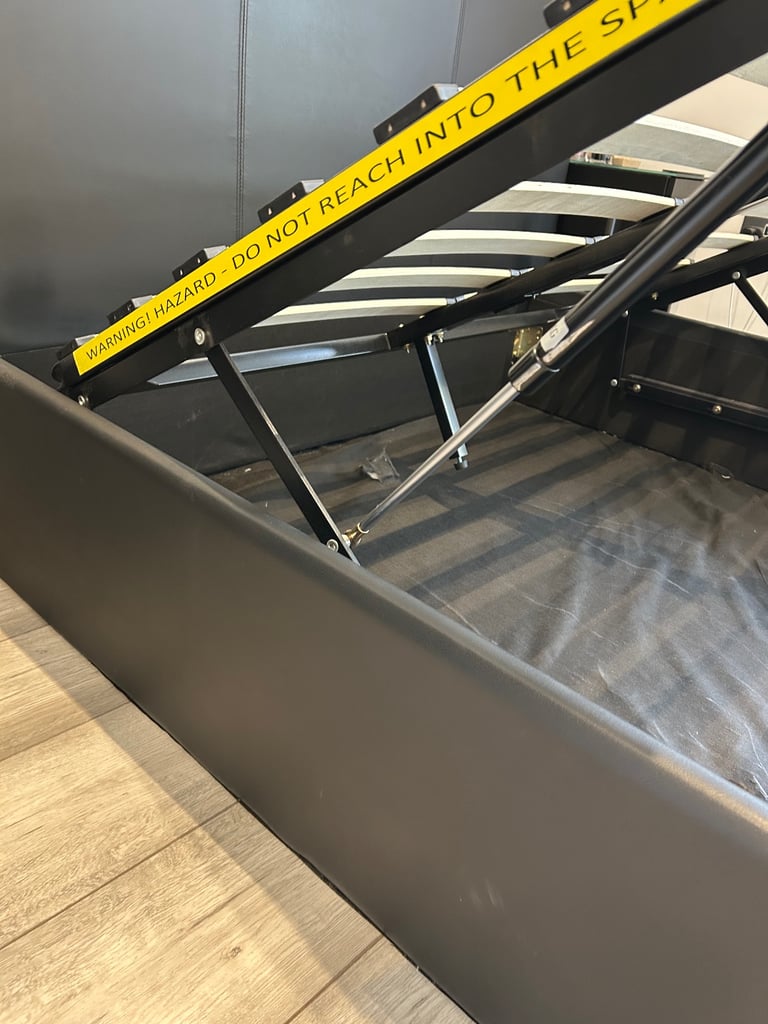 Black Faux Leather Ottoman Double Bed