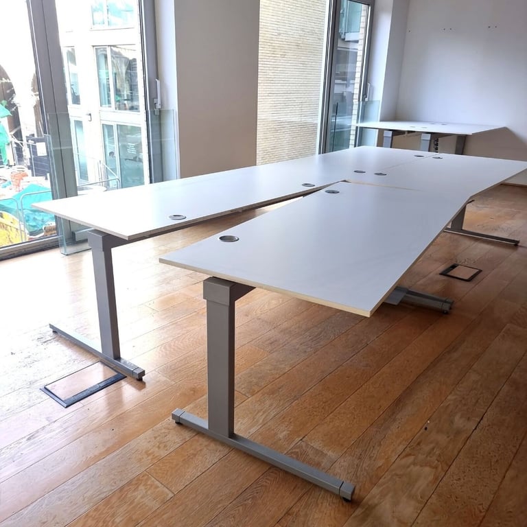 FREE DELIVERY - Techo Straight Ergonomic White Office Desks, 1800mm by 800mm (10+ Available)
