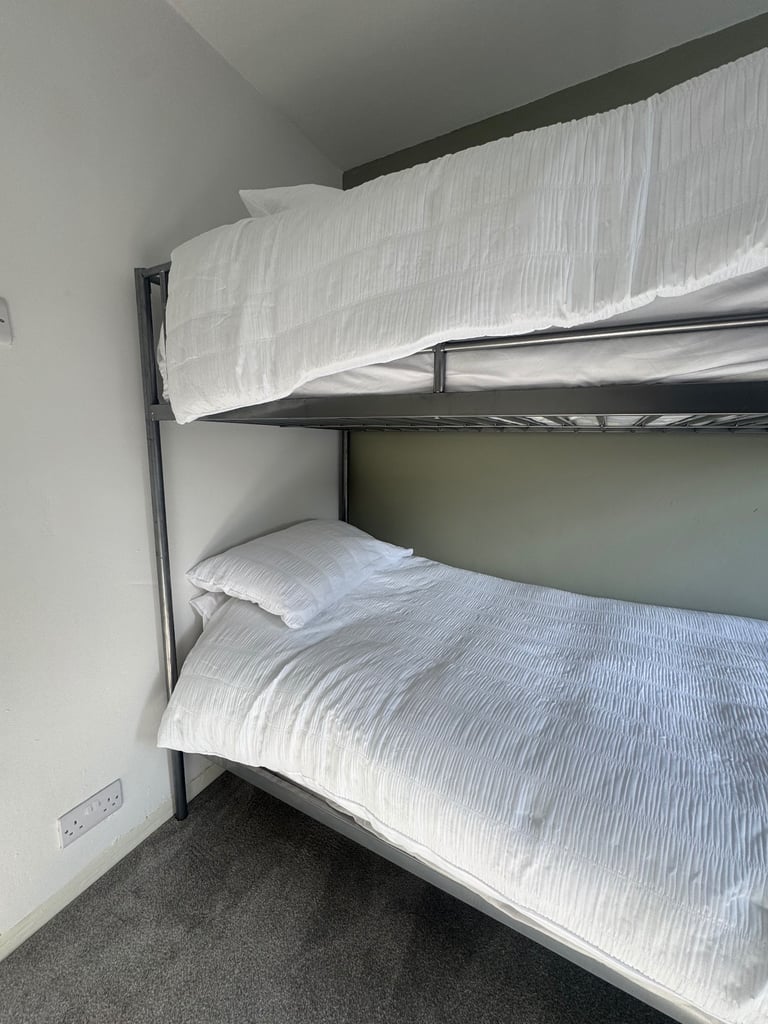 Modern Metal Bunk Bed with Mattresses - Virtually New, Used Once! (£327 new)