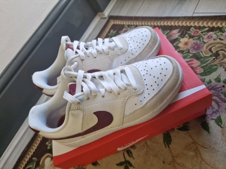 Nike White Red Court Vision shoes 4UK