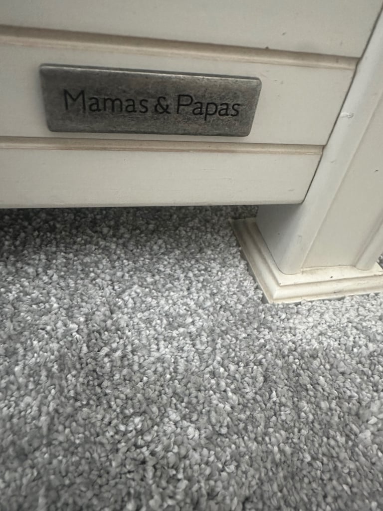 Mamas and papas 6 drawer one small wardrobe door chest of drawers solid wood cream 