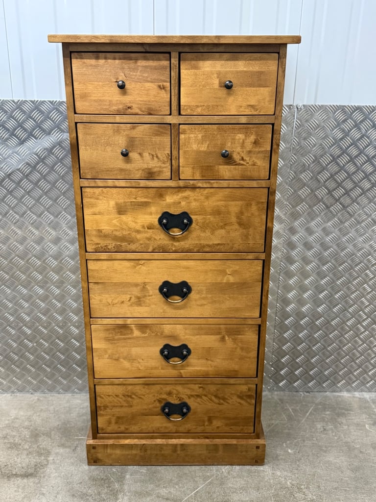 Laura Ashley Garrat Tallboy chest of drawers honey finish 