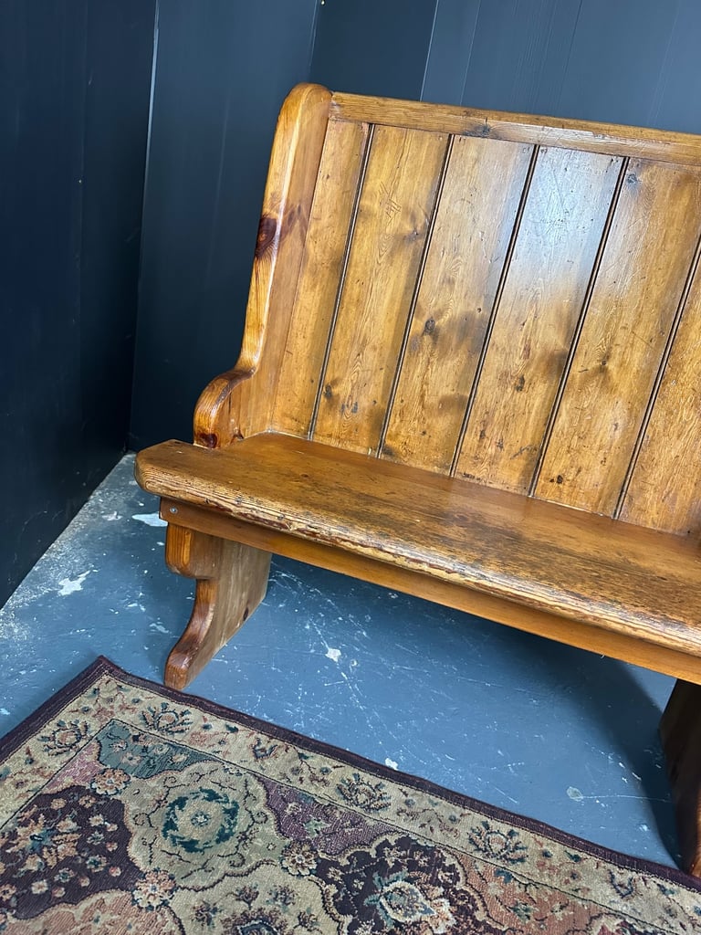 Antique pine style little pew pub settle