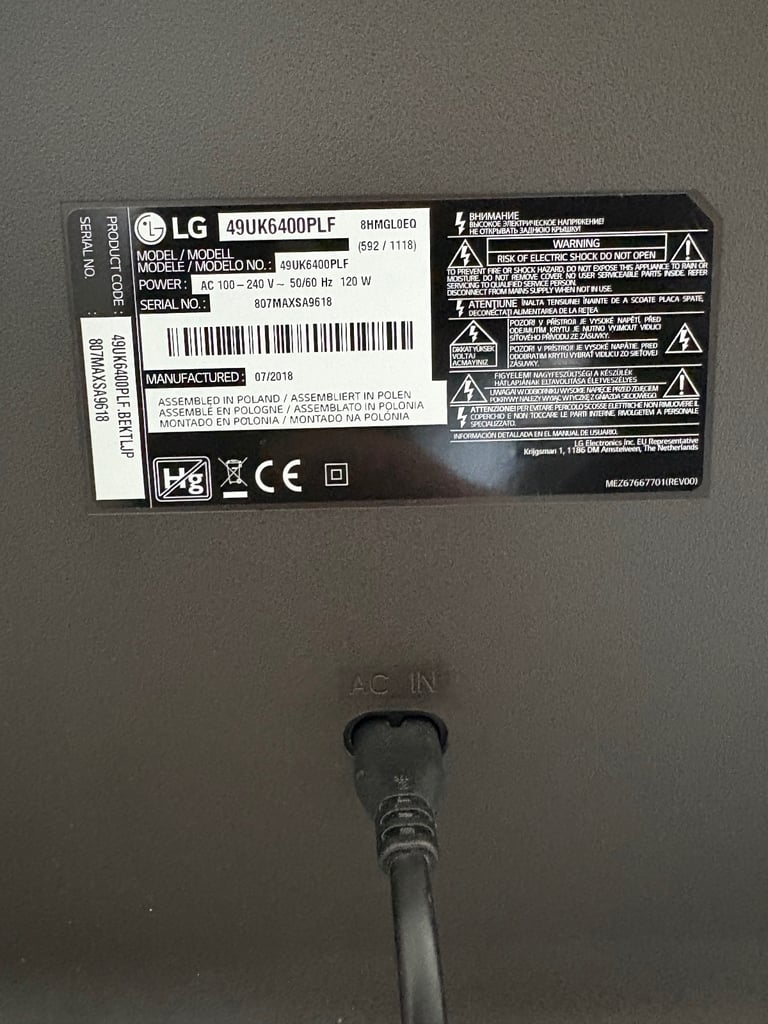 LG 49” 4k UHD Smart TV