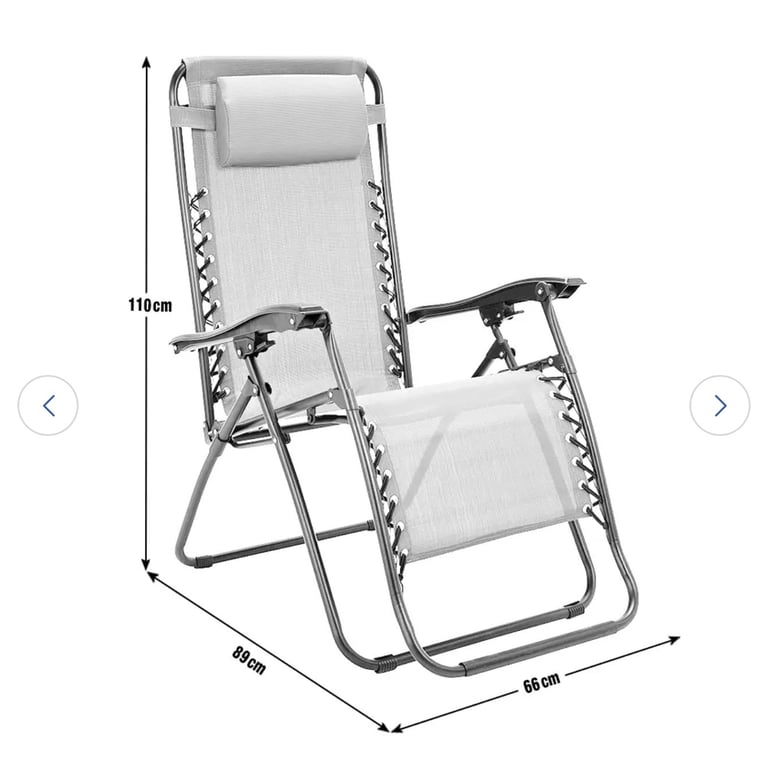 2 Folding Metal Zero Gravity Sun Lounger - Grey