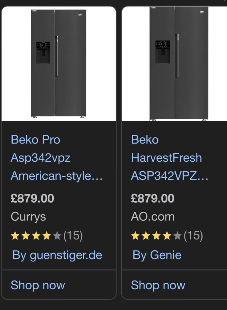 🤩New🤩RRP £949!! Beko 91cm American Fridge Freezer - Graphite 