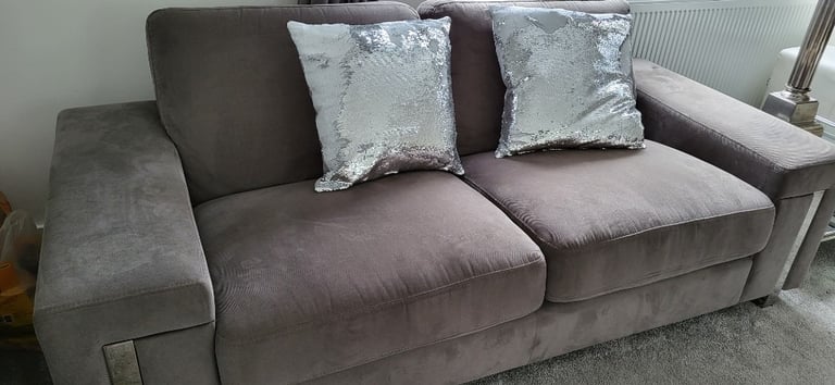Luxury Designer Grey Textured Velvet 3 seater sofa, Made in Italy, (2 AVAILABLE) New Trend Concepts