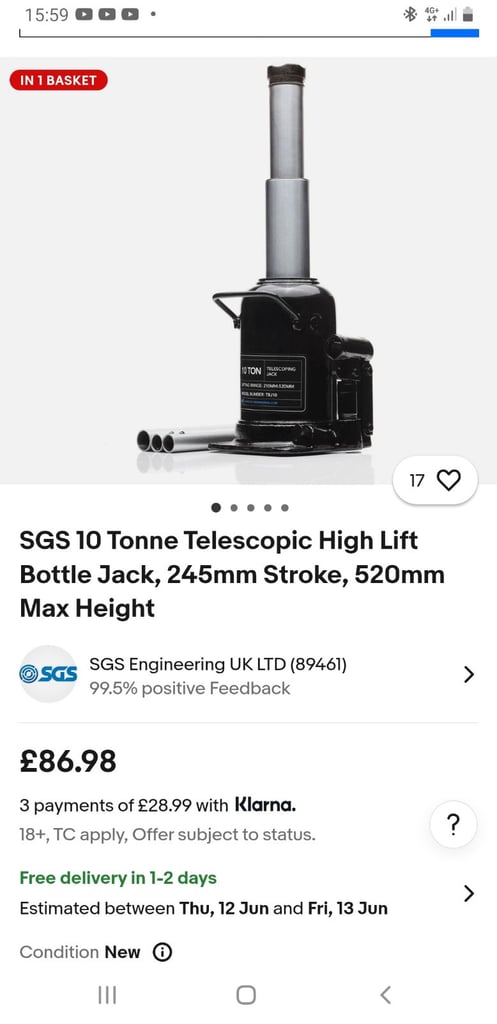 Sgs 10 tonne low lifting telescoping jack