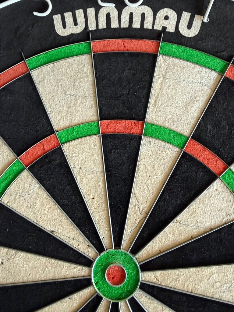 Windau Blade 6 Championship Dart Board, cabinet and darts set