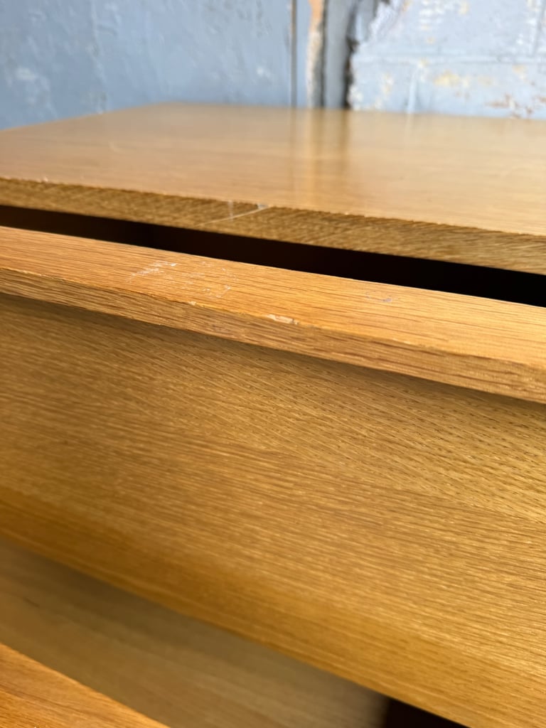 FREE DELIVERY HABITAT SOLID OAK TALLBOY CHEST OF 5 DRAWERS GOOD CONDITION