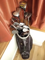 Set of golf clubs (used), bag and trolley 