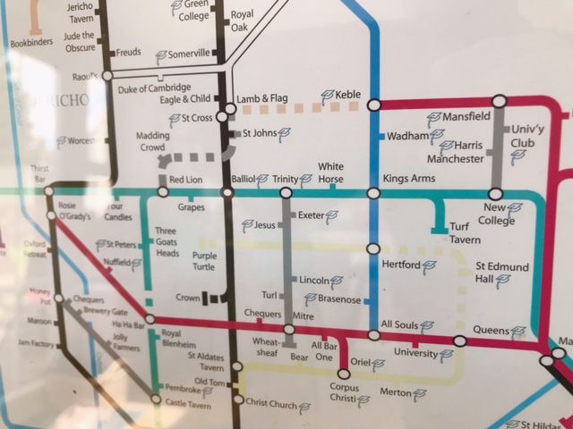 OXFORD PUB WALL MAP, LONDON UNDERGROUND, BRAKSPEAR BREWERY, INSPECTOR MORSE TOLKEIN