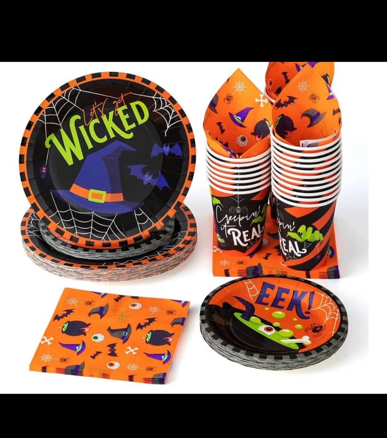 Halloween party cups plates napkins  NOW 3 each 