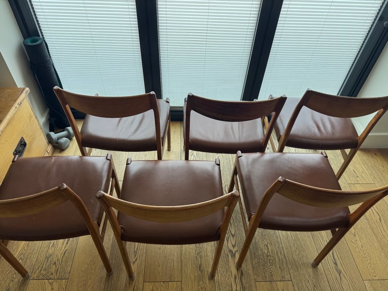 6 Danish rosewood and leather matching dining chairs