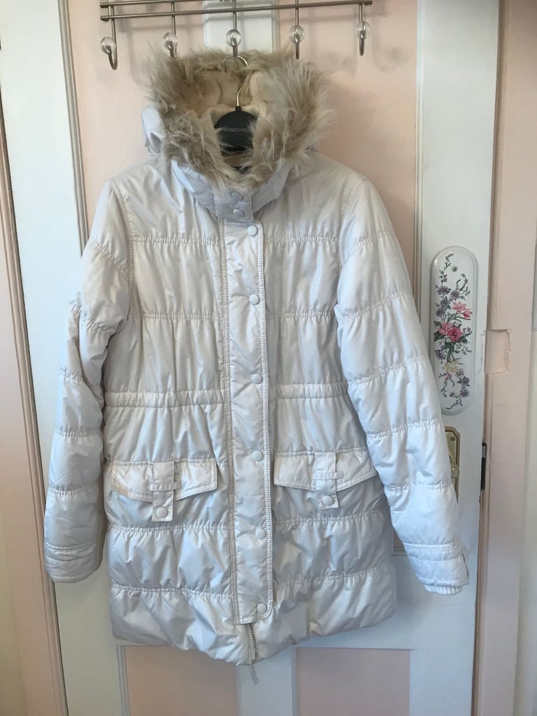 image for New - Girl faux fur hooded coat, Ivory, 13 - 14 years old