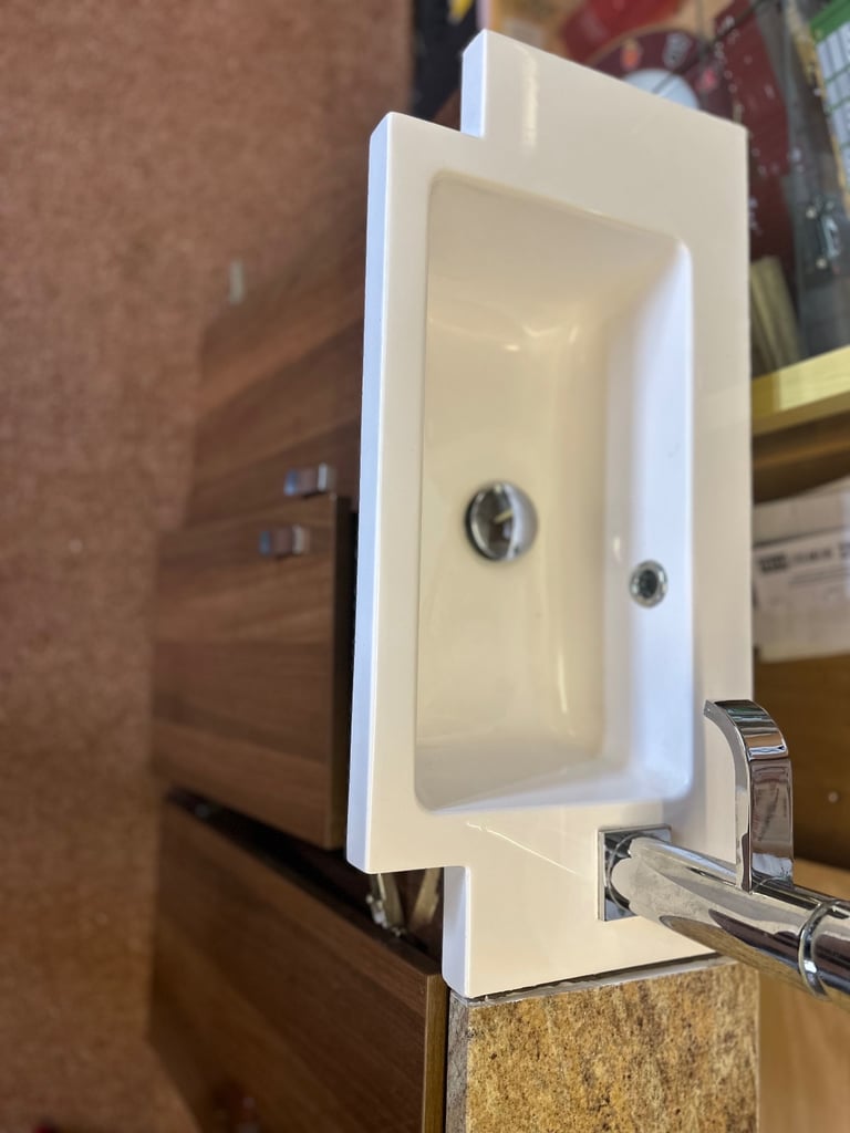 2 x Wall hung bathroom vanity units complete with built in sink