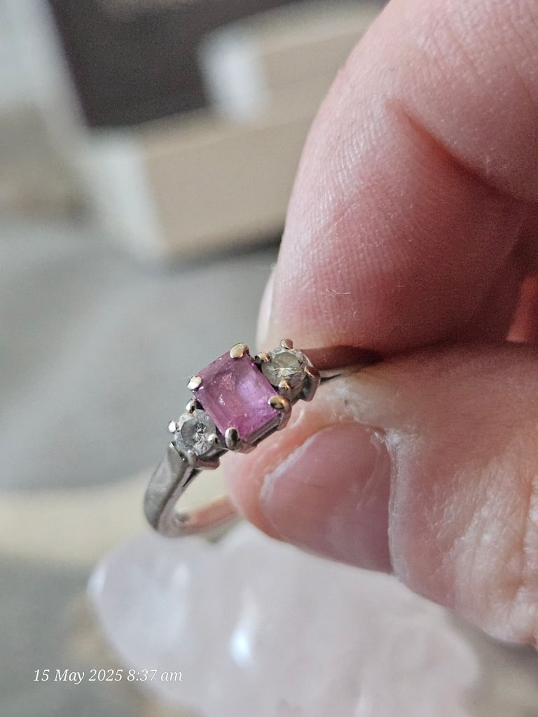 Beaverbrooks pink sapphire and diamond ring 