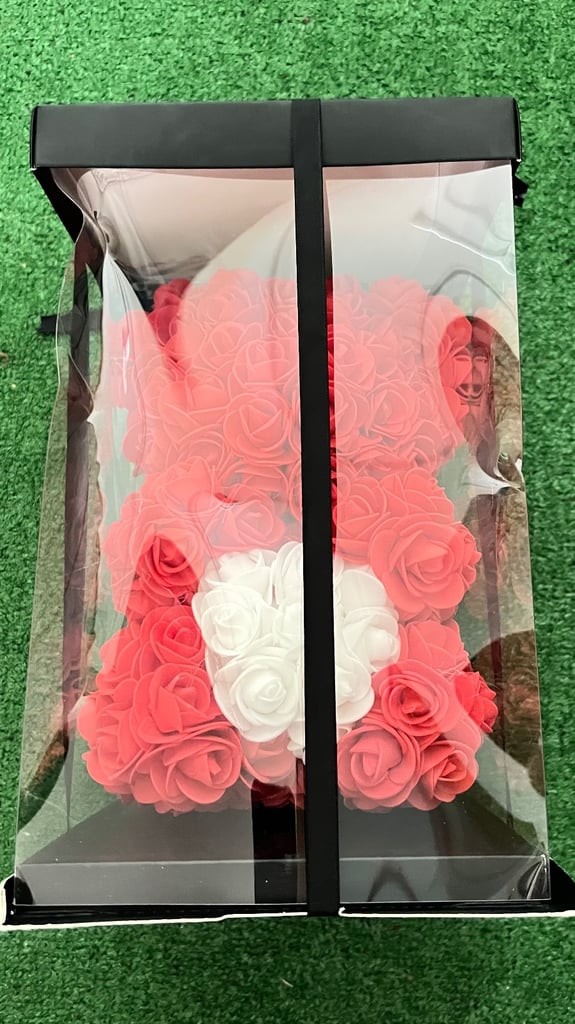 Red rose and white rose teddy Bear valentines day