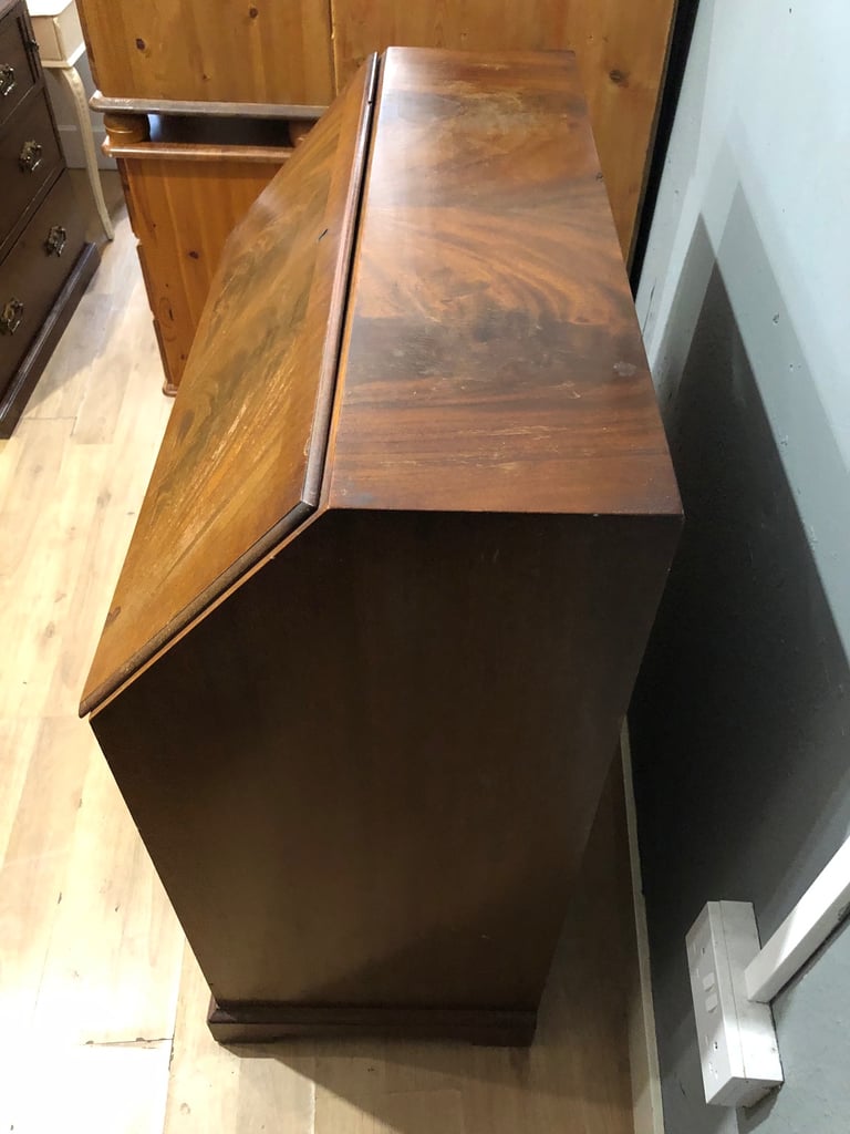 Antique wooden bureau writing desk with drawers 