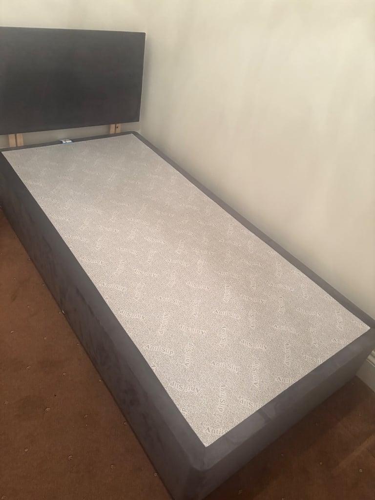 image for NEW grey fabric bed frame - single 