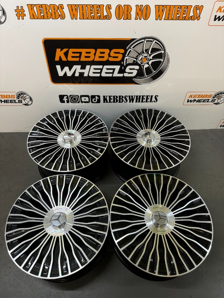20" 2025 MERCEDES MAYBACH STYLE ALLOY WHEELS BLACK MACHINED C CLASS E CLASS S CLASS
