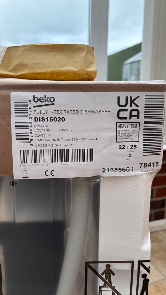 Beko fully integrated slimline dishwasher 