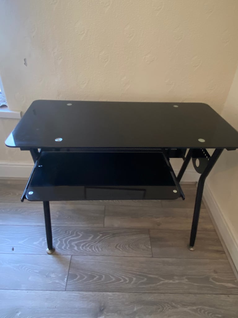 image for Black glass computer desk