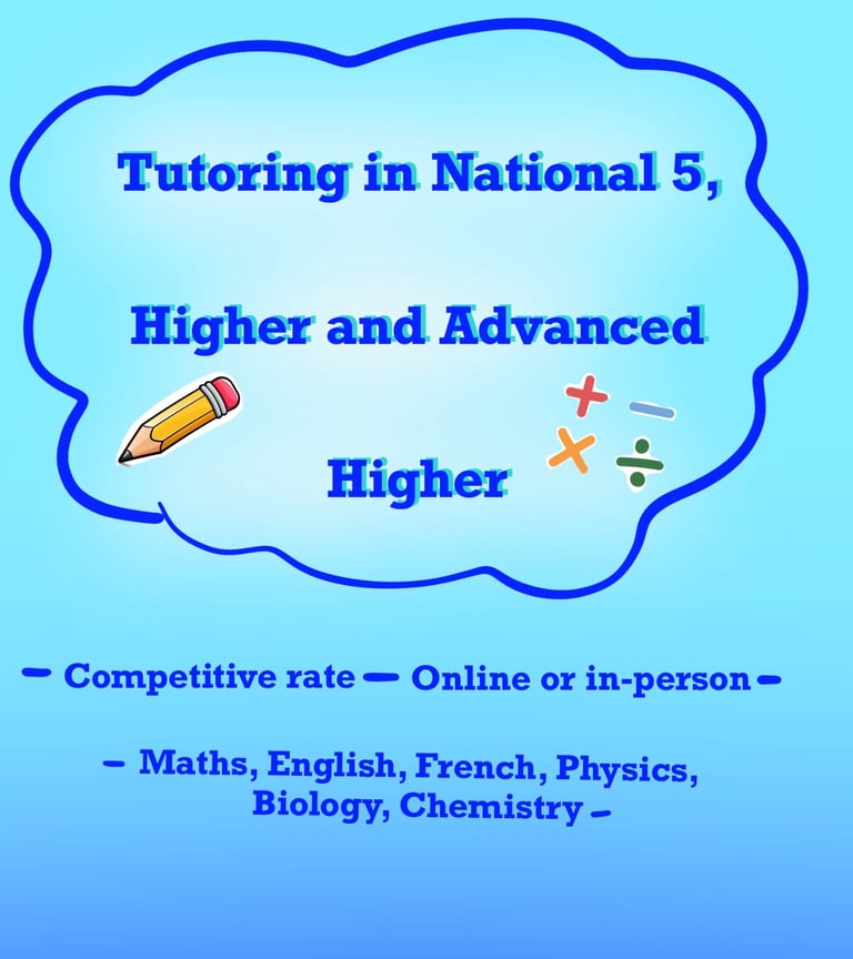 image for Tutoring in National 5, Higher and Advanced Higher 