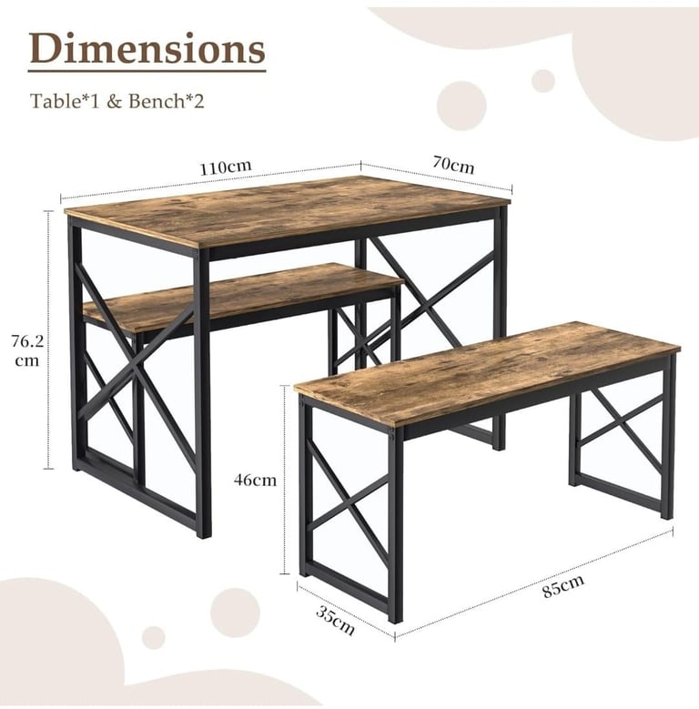 image for Dining table and benches 