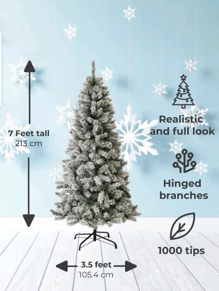 image for 7ft flocked Christmas tree brand new boxed Rrp £100