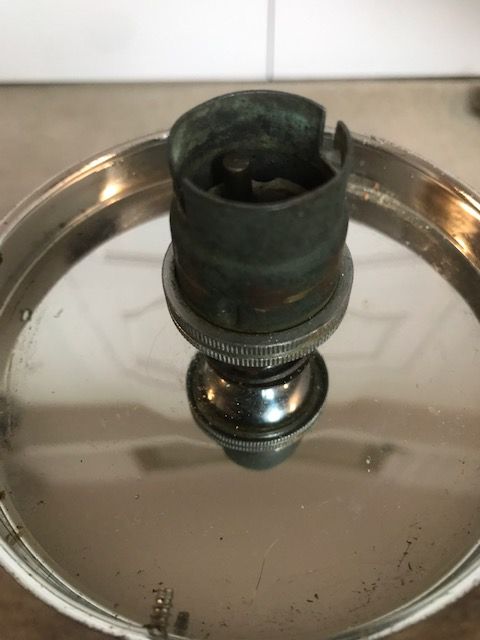 Genuine Art Deco Lamp circa mid to late 1930 with elegant straight stem and heavy chrome base