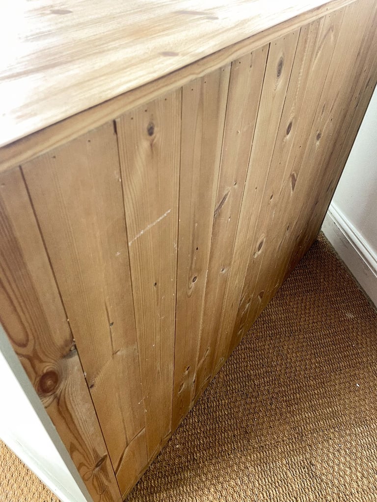 Large 4ft Extra thick chunky solid pine sideboard chest of drawers cupboard pewter pulls