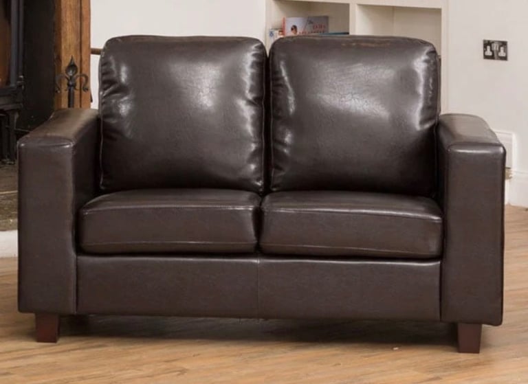 image for FREE Two Seater Brown Leather Sofa