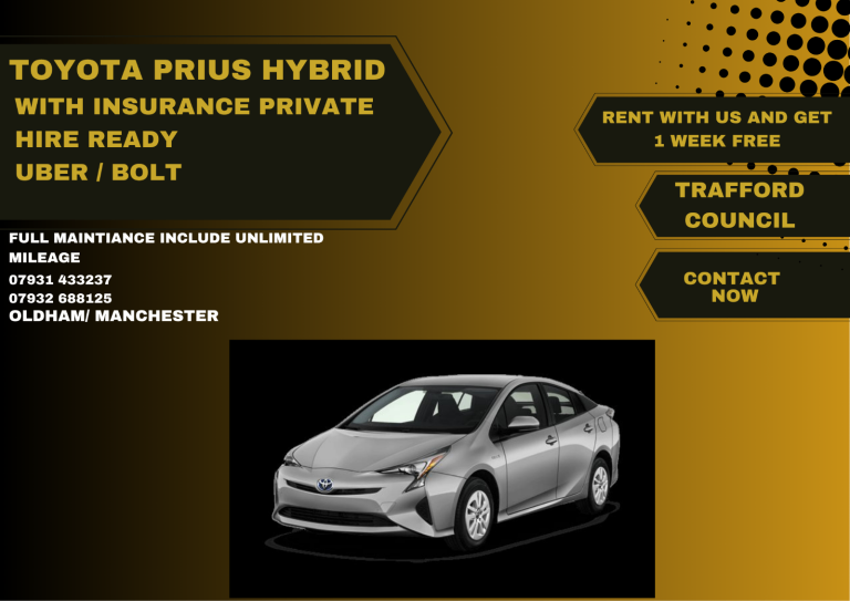 TRAFFORD COUNCIL - MANCHESTER/OLDHAM TOYOTA PRIUS WITH INSURANCE - Taxi Rentals - Uber Cars
