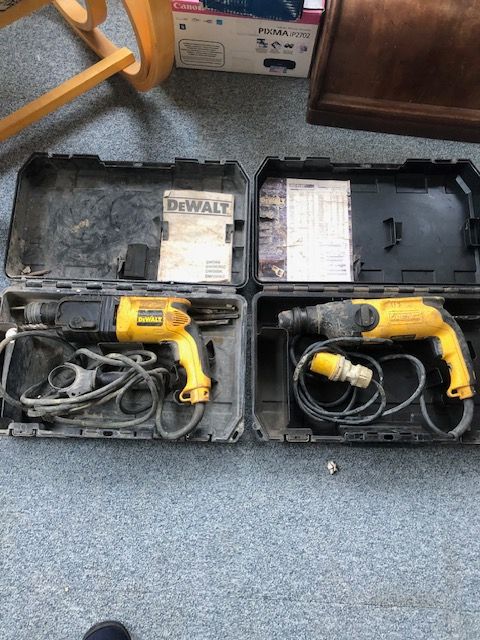 image for 2 Dewalt 3 mode SDS Heavy Duty Hammer Drills 1 x 240v. 1 x 110v.