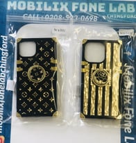 Apple iPhone 13, 13 Pro, 13 Pro Max Square Shell Fashion Ring Cases Gold & Black Available