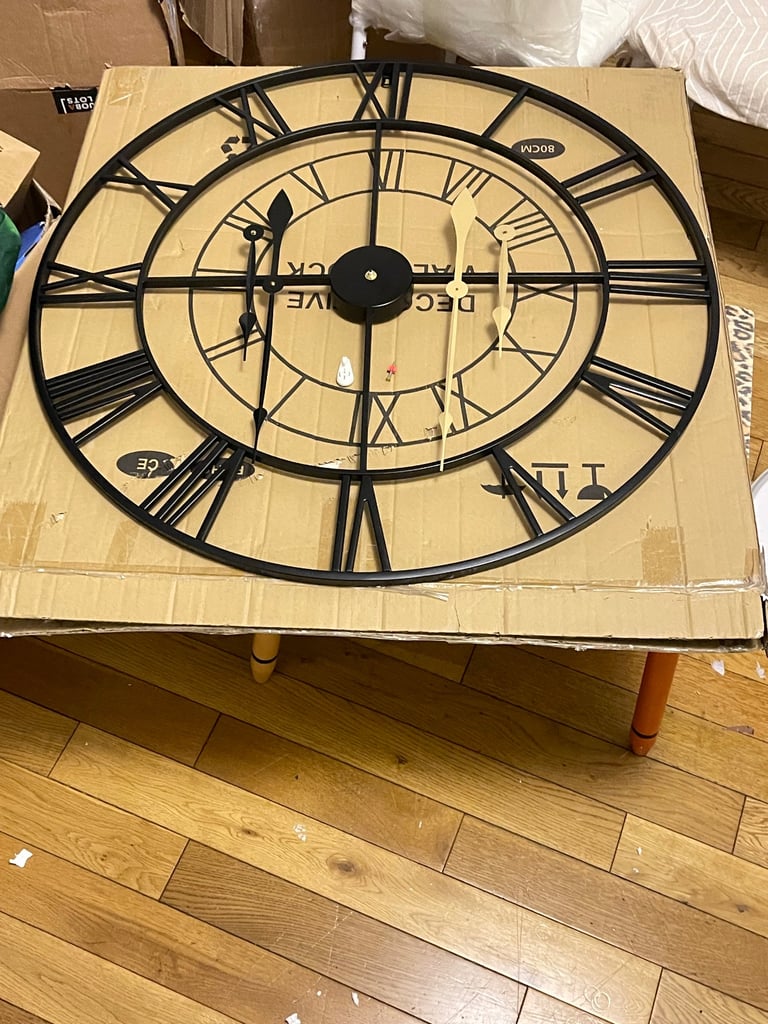 Brand New super large 30 inch 80 cm metal Skelton silent non ticking wall clock