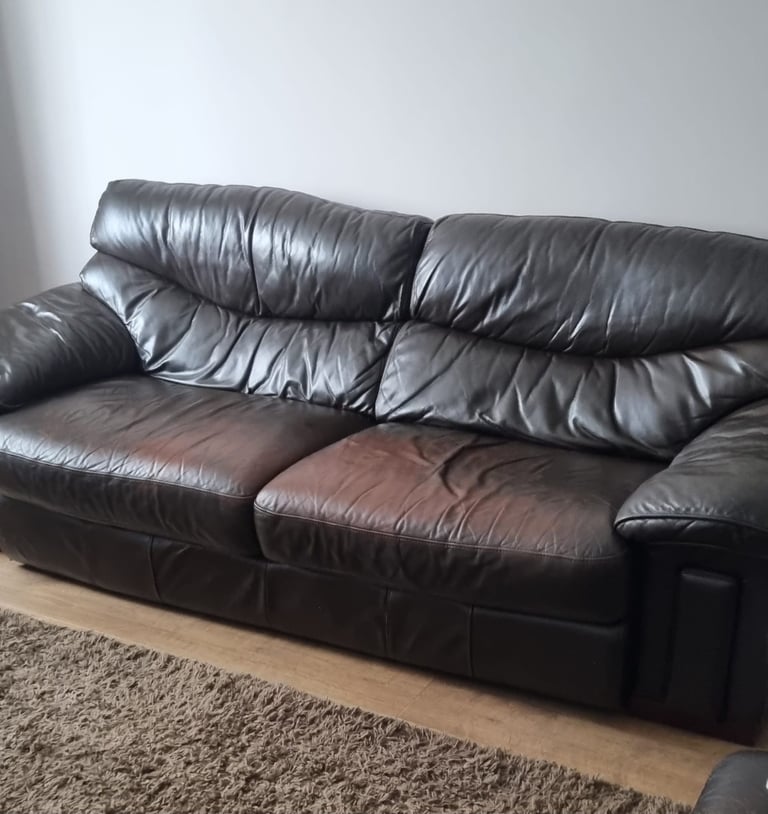 image for Brown leather sofa 