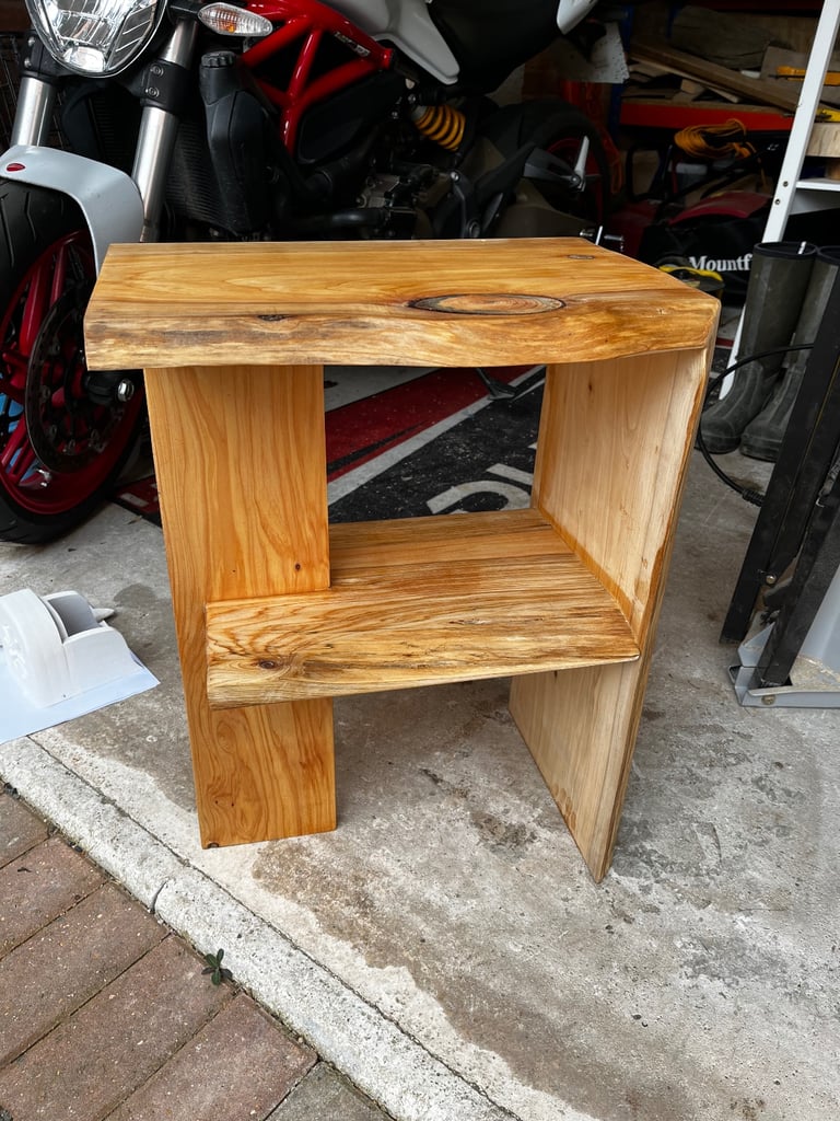 Cypress wood side table