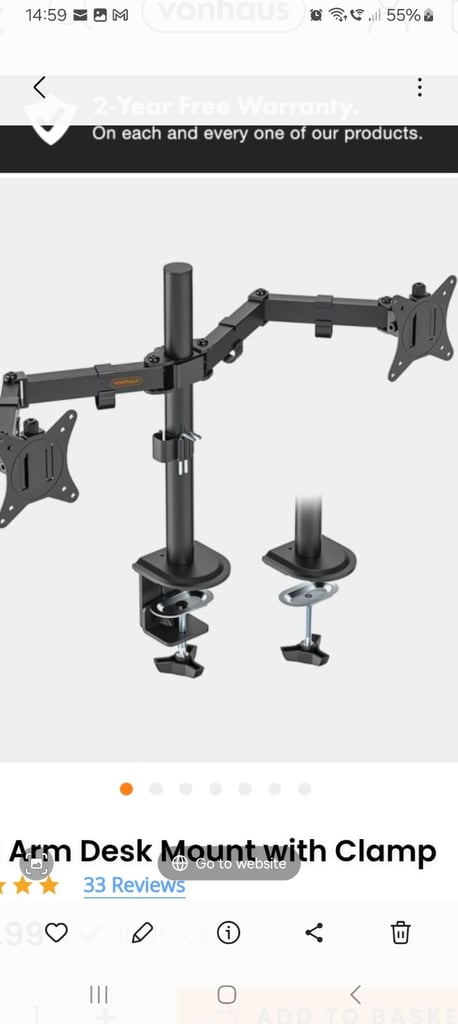 Double monitor mount