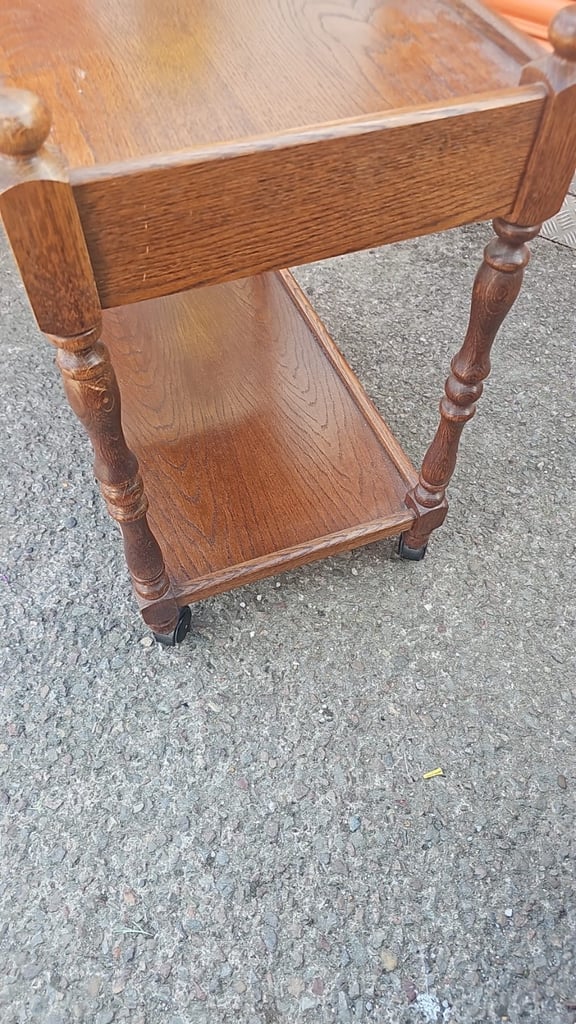 Vintage oak drinks serving trolley 