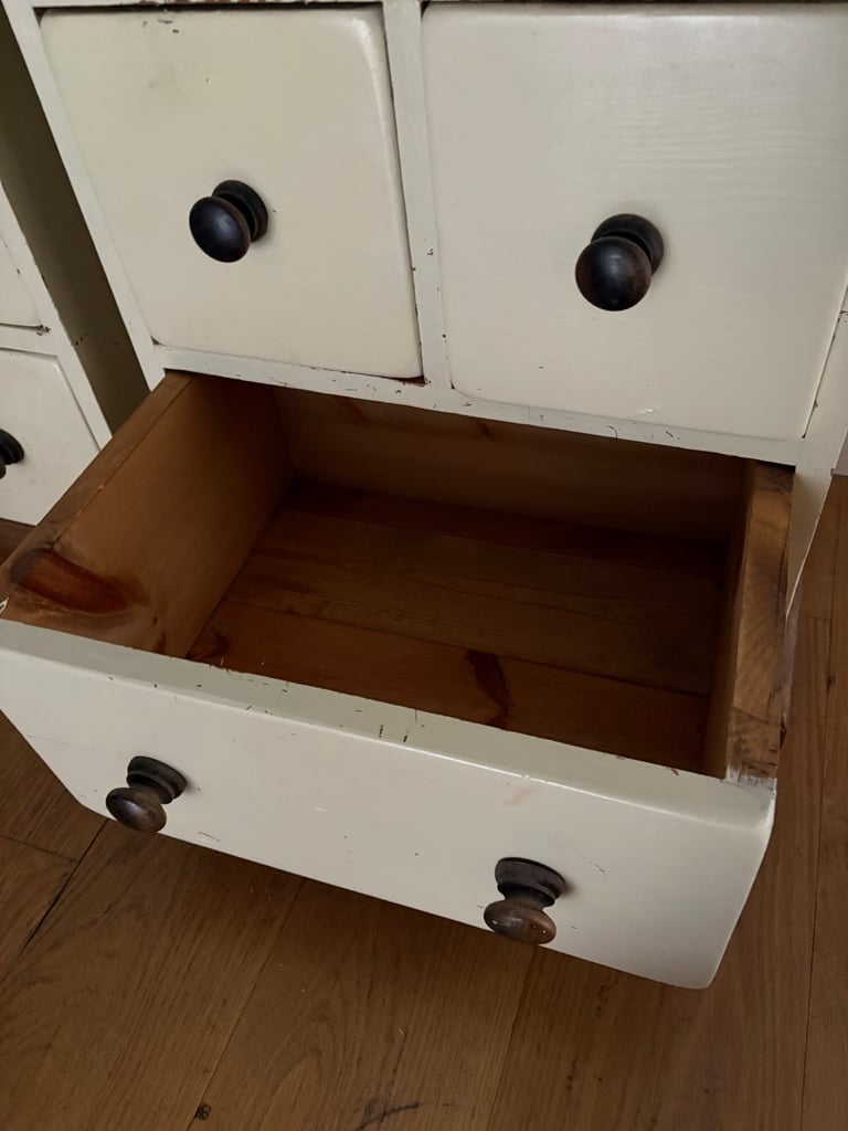 2 solid pine, painted, bedside cabinets